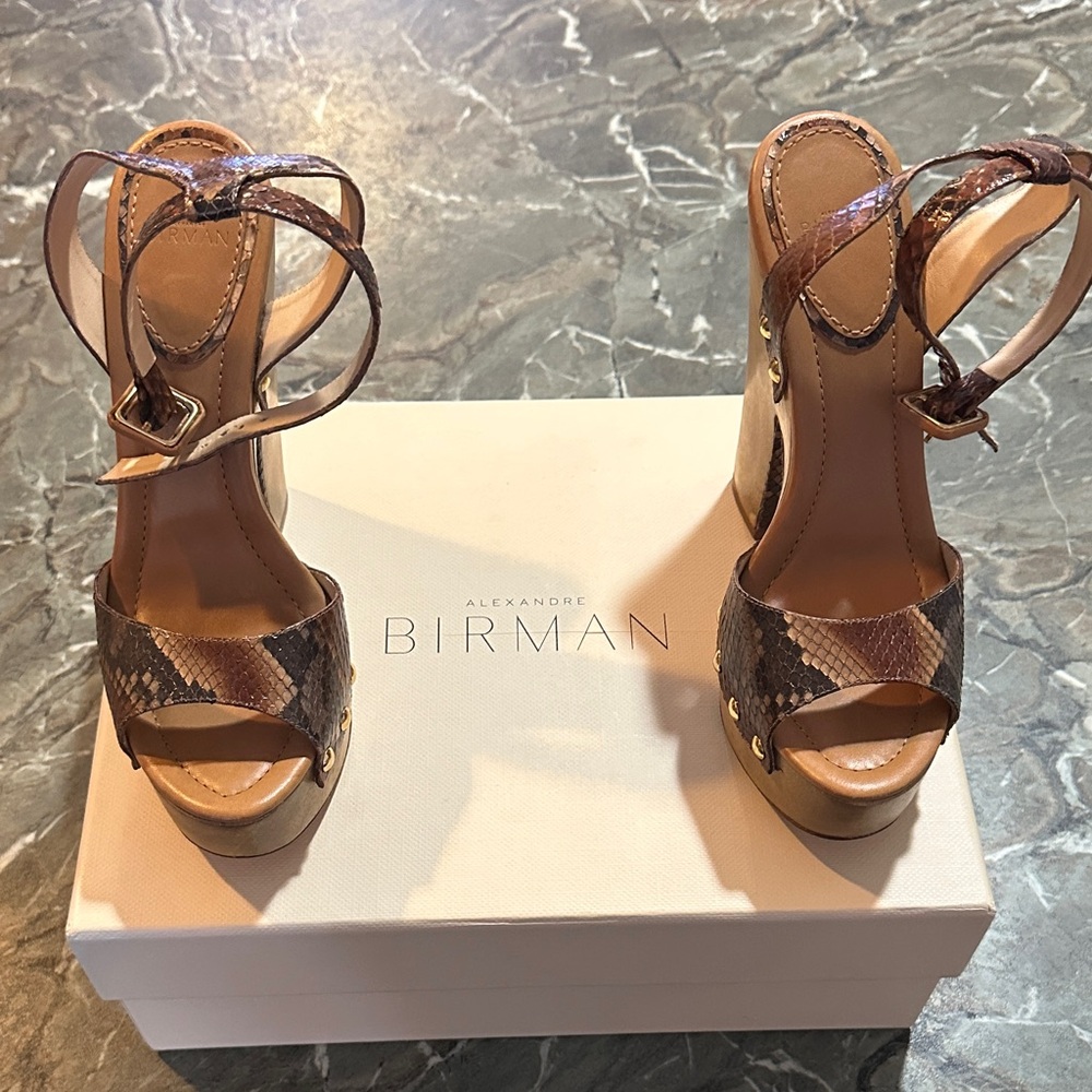 Alexandre Birman Brown Exotic Python Leather Heels - image 1